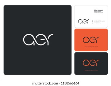 Letters AER Joint logo icon with business card vector template.
