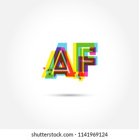 Letters AF logo, multi colour letters icon vector template.