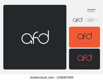 Letters AFD, A F D logo icon with business card vector template.
