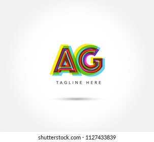 Letters A&G logo, multi colour letters icon vector template.
