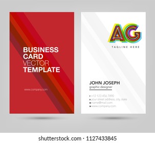 Letters A&G logo, multi colour letters icon with business card vector template.
