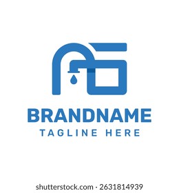 Logotipo de queda de tubo de letras AG, simbolizando encanamento, fluxo e confiabilidade