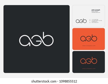 Letters AGB, A G B logo icon with business card vector template.