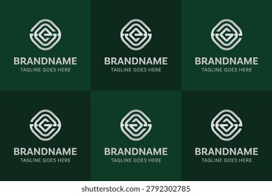 Letters AGE AEG GAE GEA EAG EGA Gold Logo Monogram Set
