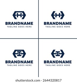Letters AH AI HH HI Hexagon Monogram Logo, for business with HA IA HH IH initials