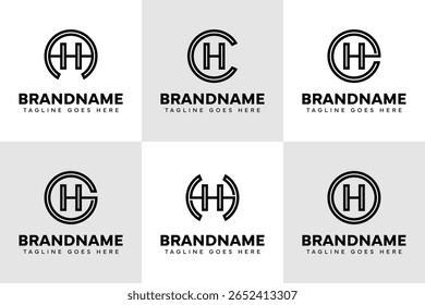 Letras AH CH EH GH HH OH Logo Monogram Set, para HHA HC HE HH HO iniciais