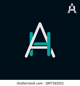 Letters AH or HA logo, abstract minimalism light logo design 