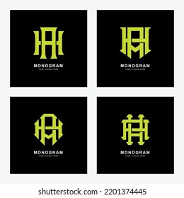 Letters AH or HA monogram template logo initial for clothing, apparel, brand
