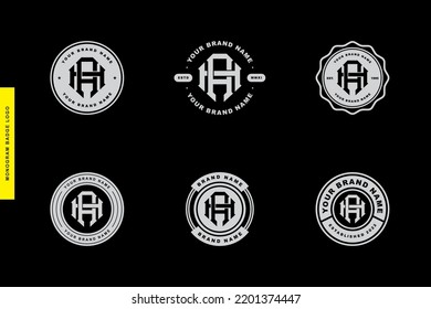 Letters AH or HA monogram template logo initial, badge design for clothing, apparel, brand