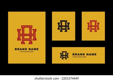 Letters AH or HA monogram template logo initial for clothing, apparel, brand
