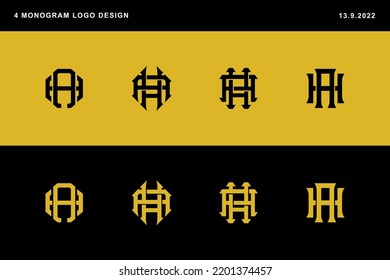 Letters AH or HA monogram template logo initial for clothing, apparel, brand