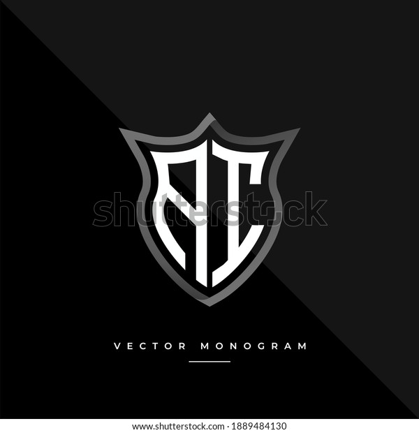 letters AI monochrome silver shield monogram\
vector logo template.