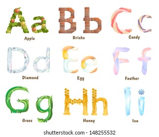 Letters A-I as a symbol of a word that begins with them