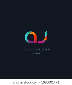 Letters AJ, A&J logo, multi colour letters icon vector template.

