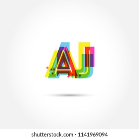 Letters AJ logo, multi colour letters icon vector template.