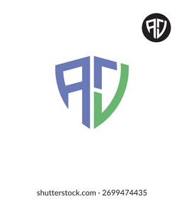 Letras AJ Shield Diseño de Logo