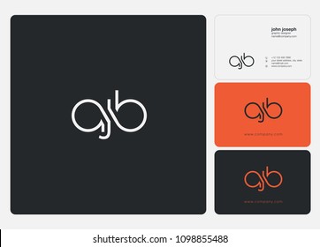 Letters AJB, A J B logo icon with business card vector template.