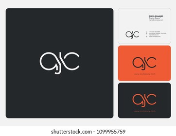 Letters AJC, A J C logo icon with business card vector template.
