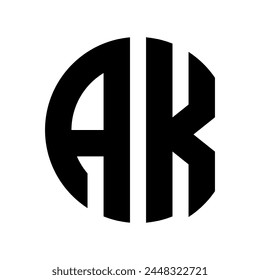Letras AK en un diseño de logotipo circular