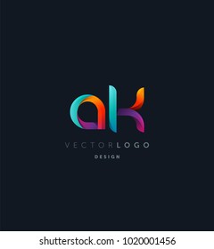 Letters AK, A&K logo, multi colour letters icon vector template.

