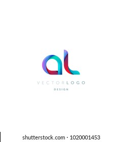 Letters AL, A&L logo, multi colour letters icon vector template.

