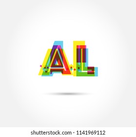 Letters AL logo, multi colour letters icon vector template.
