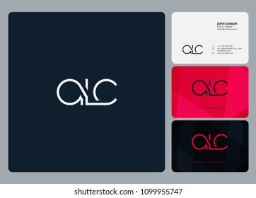 Letters ALC, A L C logo icon with business card vector template.
