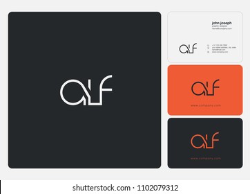 Letters ALF, A M F logo icon with business card vector template.