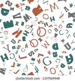Letters and alphabet ABC. Flat Seamless vector EPS 10 geometric pattern  texture. Multicolor abstract background for print and textile
