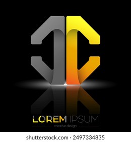 Letters of the alphabet C and C. The color letter composition of the octagon. A template for a logo, monogram, brand, or stand. A creative idea