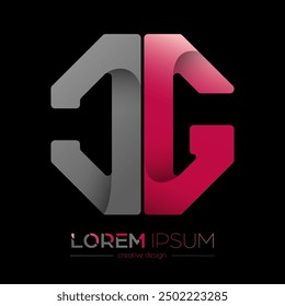 Letters of the alphabet C and G. The color letter composition of the octagon. A template for a logo, monogram, brand, or stand. A creative idea