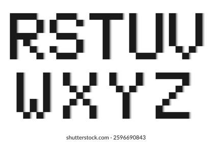 Letters of the alphabet composed of simple black rectangles isolated on a white background. Modern paper font. Vector background illustration