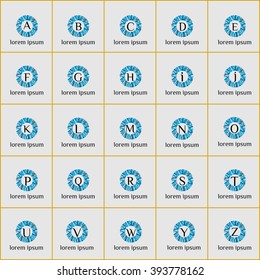 Letters of the alphabet elegant vector logo set. Logo elements set. Decorative vector borders.