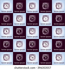Letters of the alphabet logo with square border set - vector (sign, symbol, icon, border)