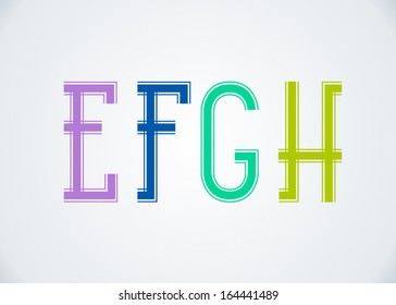 Letters alphabet. Letters and numbers. E letter, F letter, G letter, H letter.