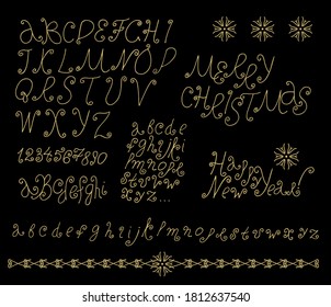 Buchstaben, Alphabet auf dunklem Hintergrund