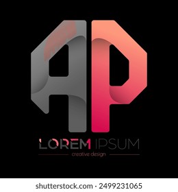 Letters of the alphabet A and P. The color letter composition of the octagon. A template for a logo, monogram, brand, or stand. A creative idea