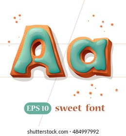 Letters A of the alphabet in the shape of gingerbread