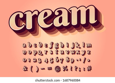 Efecto Texto de Alfabeto con estilo Crema Cuta, letras de alfabeto y números con estilo de efecto