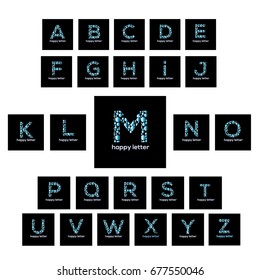 Letters of the alphabet water drops vector logo set