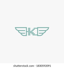 letras del alfabeto con el logotipo de las alas