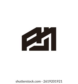 Letras AMJ Rayas simples Líneas superpuestas Logotipo Vector 