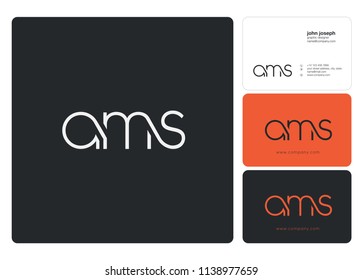 Letters AMS Joint logo icon with business card vector template.