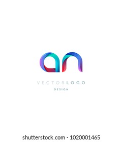 Letters AN, A&N logo, multi colour letters icon vector template.

