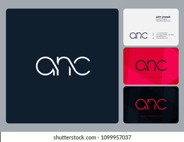 Letters ANC, A N C logo icon with business card vector template.
