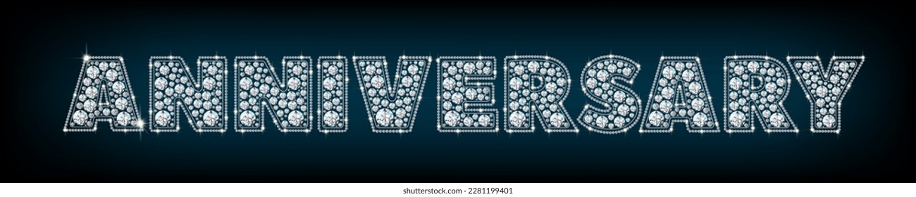 Letters ANNIVERSARY made from sparkling diamonds vector