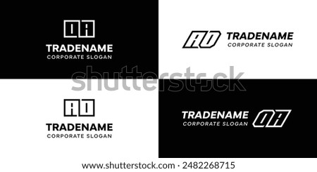 Letters AO and OA Square and Dynamic Logo Set, for business with Initials OA or AO