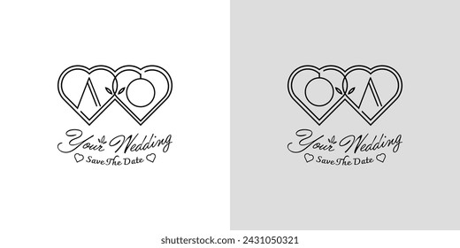 Letters AO and OA Wedding Love Logo, for couples with A and O initials