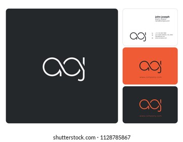 Letters AOJ logo icon with business card vector template.
