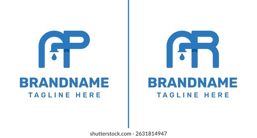 Letters AP and AR Pipe Drop Logo, symbolizing plumbing, flow, and reliability